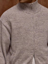 Zippad cardigan med ståkrage och prickmönster
