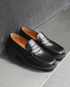 Svarta Penny Loafers i Läder