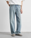 Avslappnad passform tvättade denimjeans