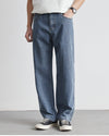 Tvättade indigofärgade klassiska raka denimjeans